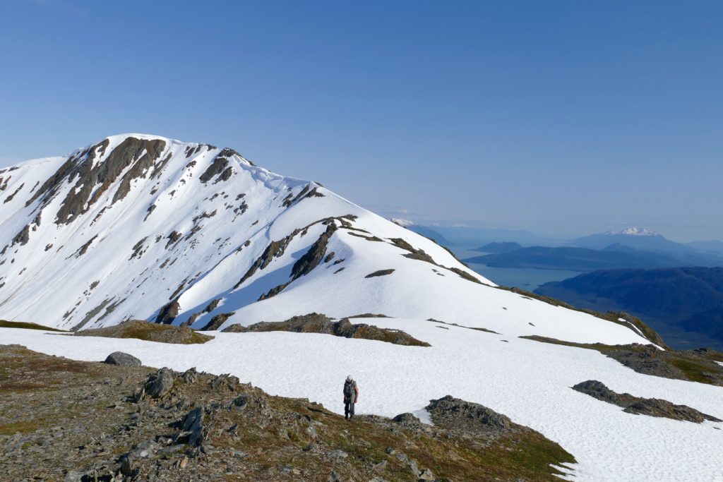 approaching the ridge top, behind Juneau, May 2015