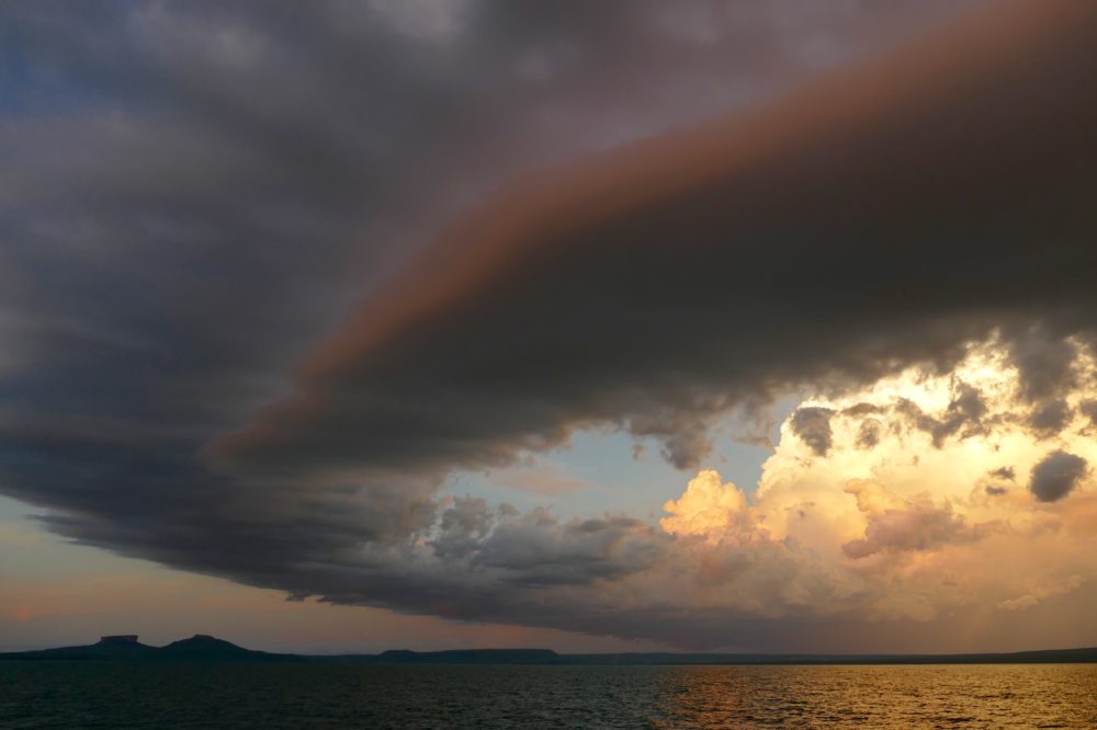 Hanover Bay sky, with Mt Trafalgar at bottom left.